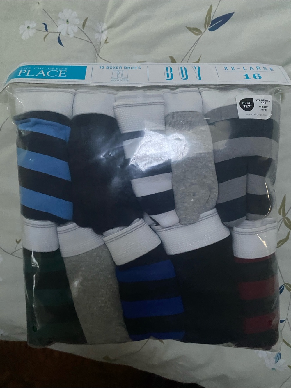 Children's Place Boys 10-Pack Striped Boxer Briefs - Multi Blue/Grey